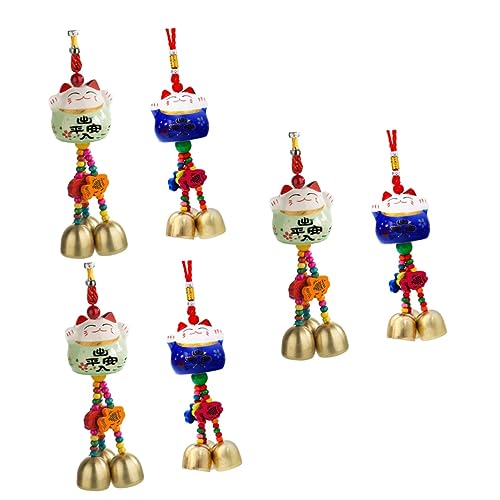 Happyyami 6 Pcs Purple Panda Lavalier Lapel Microphone Kit Daruma Fortune Dolls Outdoor Garden Wood Pendants Animal Wind Chimes Ceramic Chimes Wind Chimes Gift Japanese Bamboo Baby
