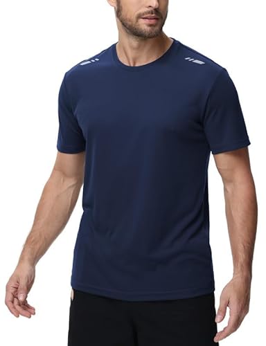 Zoofly Mens Tshirt 3 Pack Gym Workout T Shirts Quick Dry Sports T-Shirt Crew Neck Short Sleeve Athletic T Shirt, Black/Grey/Navy XL