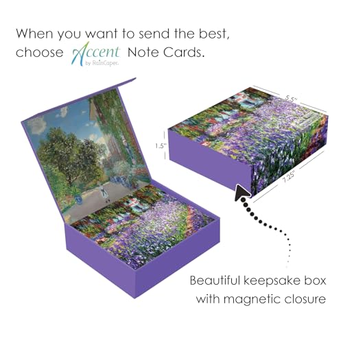 Image of RainCaper Fine Art Keepsake 5x7 Blank Stationery Claude Monet Greeting Note Cards With Decorative Envelopes, Gift Boxed Set of 16 | 300 GSM Cardstock (Monet Gardens)