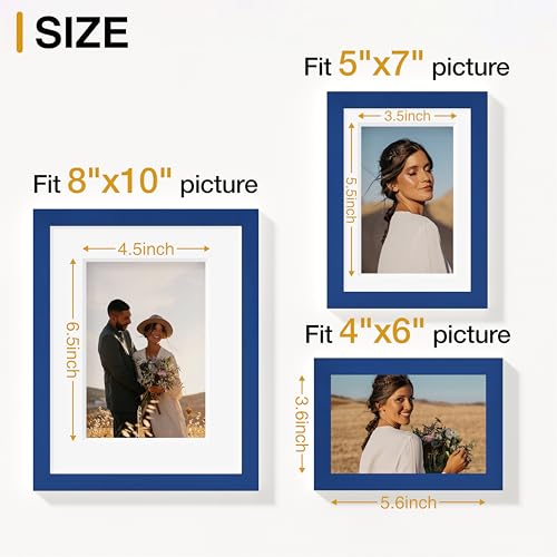 Image of Vittanly 10 Pack Picture Frames Collage Wall Decor, Gallery Frame Set for Wall Mounting or Tabletop Display, Multi Sizes Including 2pcs 8x10, 4pcs 5x7, 4pcs 4x6, Blue