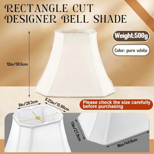 Image of Glooglitter Set of 2 Bell Lamp Shade 6.25 inch x 8 inch Top 11 inch x 16 inch Bottom 12 inch High (Spider) Rectangle Cut Square Replacement Vintage Silk Lampshade for Table Floor Living Room Bedroom (White)