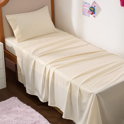 Image of Bedsure Twin XL Sheets Dorm Bedding - 3 Pieces Soft Extra Long Twin Sheets, Breathable & Cooling Bed Sheets Set, Oeko Tex, Easy Care Microfiber for Women, Men, Light Beige