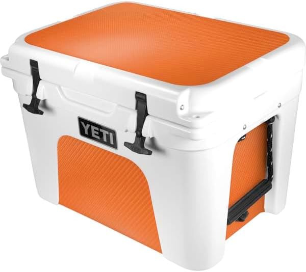 Skinit Decal Cooler Skin Compatible with YETI Tundra 35 Hard Cooler - Orange Carbon Fiber Specialty Texture Material Design