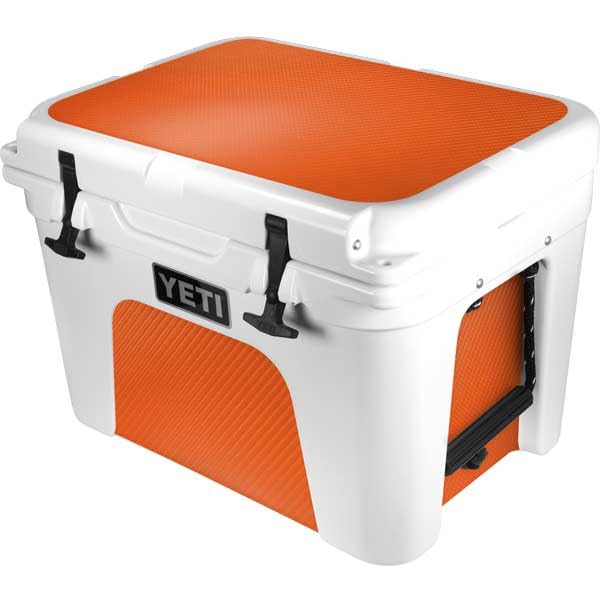 Skinit Decal Cooler Skin Compatible with YETI Tundra 35 Hard Cooler - Orange Carbon Fiber Specialty Texture Material Design