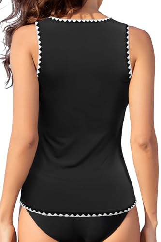 Image of Daci Tankini Tops for Women High Neck Swim Top Tummy Control Bathing Suit Top Modest Swim Tank Top No Bottom