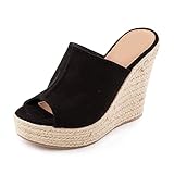  Toocool - Scarpe Donna Sandali Zeppe Zeppa zatteroni Scamosciati Corda A38-002 [39,H831 Nero]