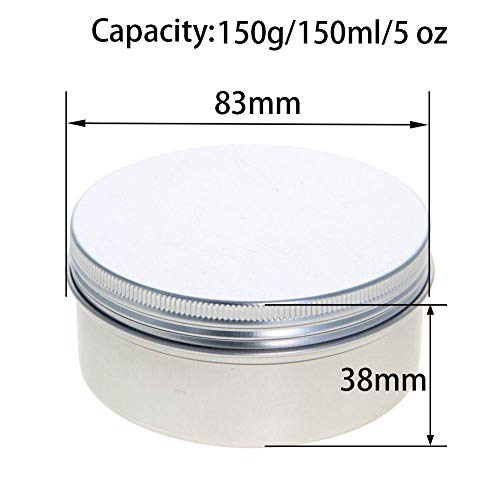 Image of Othmro 5pcs 5.1oz Metal Round Tins Aluminum Tin Cans Containers with Screw Lid, 83 * 38mm(DxH) Silver tin cans for Salve, Spices, Lip Balm, Tea or Candies 150ml