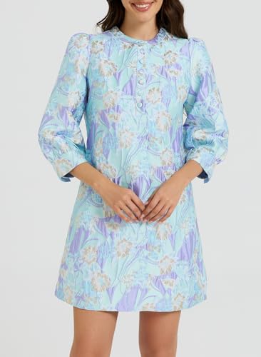 Image of Ladyful Women's Floral Jacquard Dress Cocktail Mini Shift Dresses