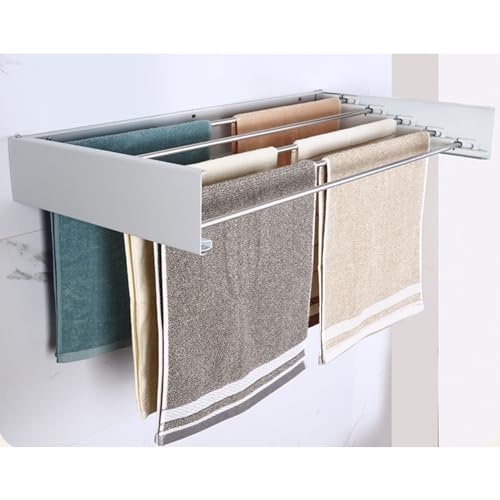 Miniatura 5 de Tendedero Plegable De Pared Mikomika - Diseño Compacto Y Retráctil Con 30 Kg De Capacidad - Ideal Para Interior Y Exterior, Ahorra Espacio Blanco