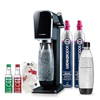 SodaStream - ART Sparkling Water Maker | VALUE BUNDLE | CQC CO2 system | Includes 2x CO2 Cylinders, 2x 32 Fl Oz Dishwasher Safe Bottles, 2x Bubly Flavor Drops | Combine with Pepsi Flavors | Black