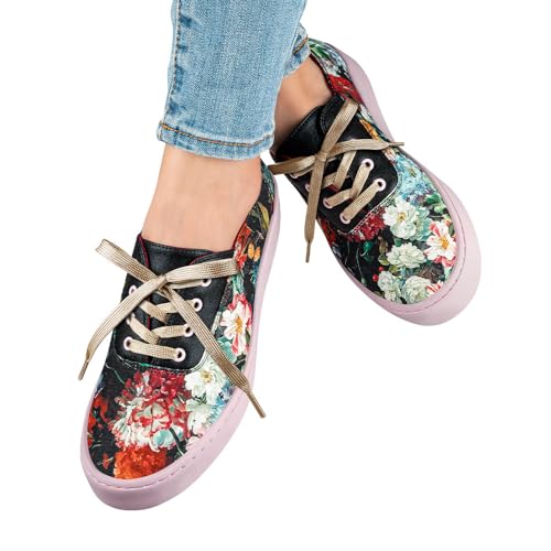 Image of Hot Chocolate Design All-Day Women's Lace-Up Sneakers | Canvas Upper, Cushioned Footbed with Arch Support, Flexible Rubber Outsole, Vegan Construction, Casual Everyday Sneakers