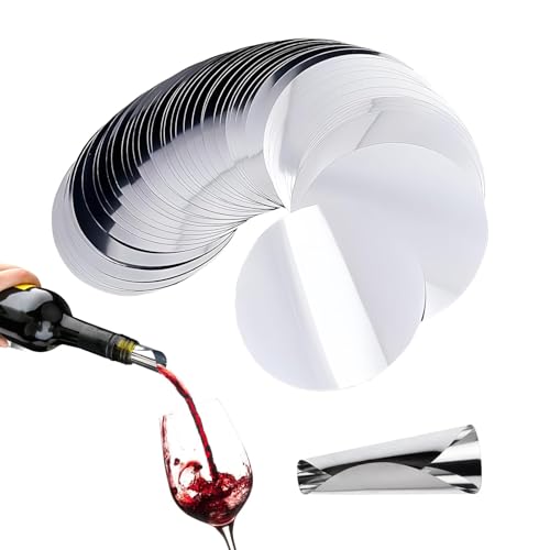 60 Pcs Vertedor de Vino - Boquillas Reutilizables de Aluminio para Botellas, Stop Gote Vino para Bebidas y Aceite de Oliva，Disco e Vertedor De Vino Vertidor De Vino Sin Goteo，Vertedor Vino Antigoteo