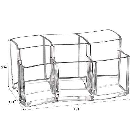 Image of Tbestmax 6 Slot Acrylic Makeup Brushes Holder Organizer, Clear Eyebrow Pen Container Cosmetics Storage