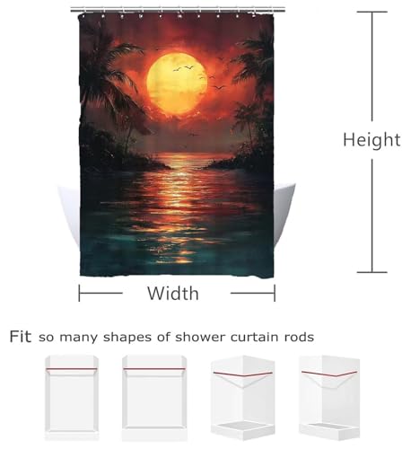 Rideau douche coucher de soleil 90x180 cm imperméable en polyester lavable - 5