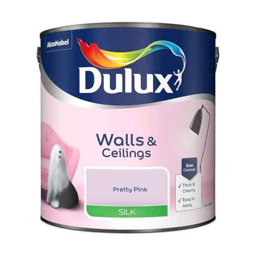 Pretty Pink Walls & Ceilings Silk Emulsion Paint 2.5 L – Smooth Washable Silk Finish, Quick Dry, Low-VOC, Easy Application for Interior Walls & Ceilings