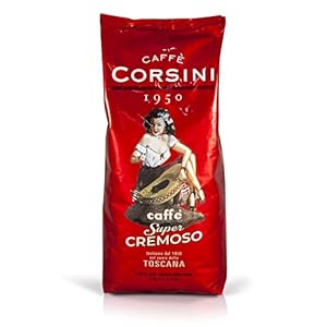 Corsini Caffe Super Cremoso in Grani italienischen Espresso Bohnen - Mischung aus erstklassigen Kaffeesorten für einen vollmundigen Kaffee mit starkem Charakter und lang anhaltendem Nachgeschmack