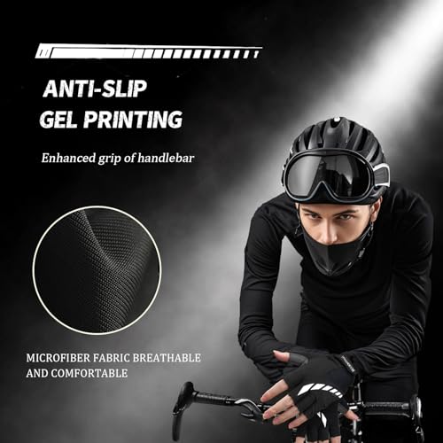 Guantes de ciclismo acolchados con gel y medio dedo para hombre y mujer miniatura 6