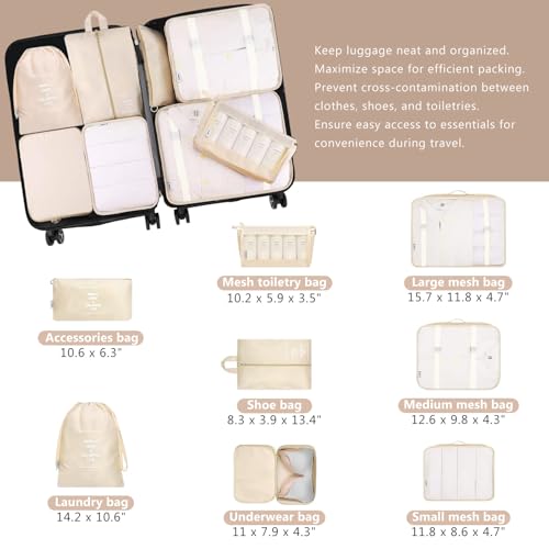Image of 13 Piece Luggage Sets, Lightweight Suitcases with Dual Spinner Wheels, Carry-On & Check-In Sizes for Travel and Business (champagne)