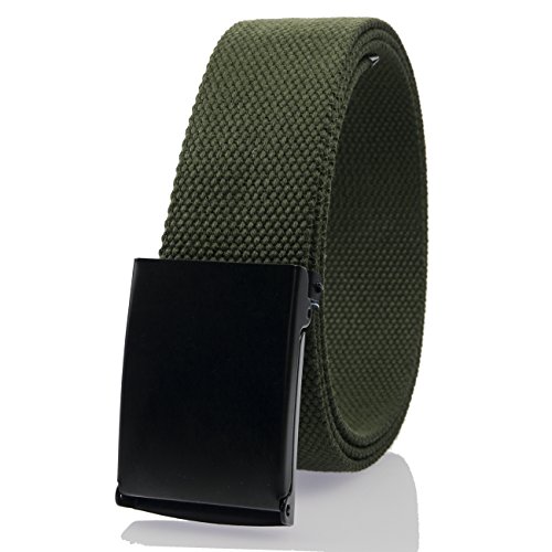 Gelante Fully Adjustable Canvas Web Belt With Black Flip Top Buckle 50'' Long 2053-Olive #TOP1