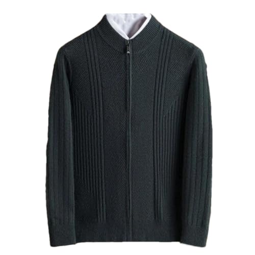 Men’S Stretchable Knitted Cardigan Turtleneck Half High-Collar Long Sleeve Full Zip Warm Sweater