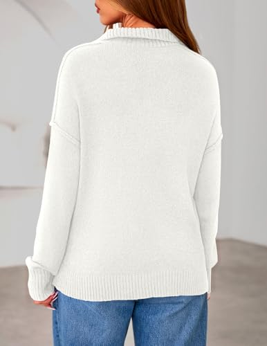 PRETTYGARDEN Womens Sweaters Quarter Zip Pullover Early Fall Fashion 2025 Long Sleeve V Neck Collared Knit Winter Jumper Tops4