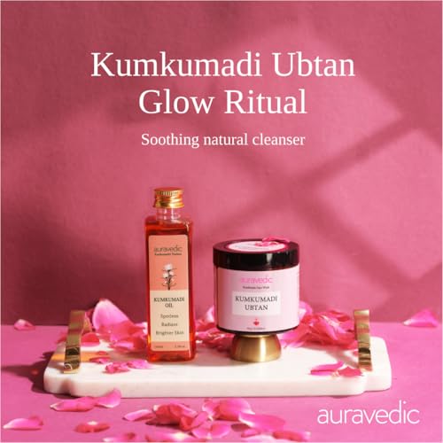 Image of Auravedic Kumkumadi face oil Kumkumadi Tailam for glowing & Kumkumadi oil Ubtan Face pack powder organic kumkum powder Ubtan face wash Combo- 100 ml & 60 gm