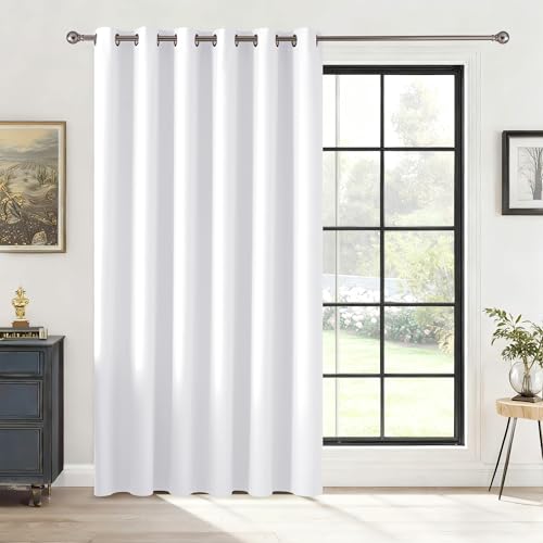 Image of RYB HOME Blackout Thermal Insulated Curtains, Portable Curtain for Sliding Glass Door /Storage /Space Room Divider, Large Window Treatment Room Divider Panel, W80 x L84, Pure White, 1 Panel