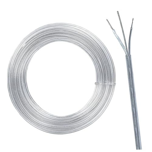 Cable eléctrico transparente de 2 conductores con núcleo de acero Cable de lámpara transparente para iluminación de bricolaje 0, 75 mm² de 2 hilos para decoraciones colgantes m