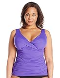Anne Cole Women's Plus-Size Colorblast Shirred Twist-Front Tankini