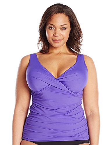 Anne Cole Women's Plus-Size Colorblast Shirred Twist-Front Tankini