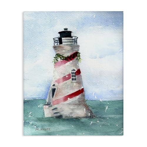 Holiday Lighthouse Candy Cane, 24 x 30 Inch Canvas Wall Art