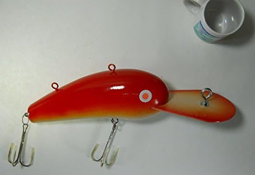 GIANT Primitive Hand Painted 18" Old Timey Firetiger Diving Lure