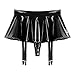 Zaldita Women's Wet Look PVC Leather Skirt Garter Belts Suspender Belt with 4 Straps Metal Clip Black Medium