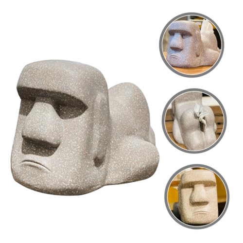 Support stable en résine Moai distributeur de mouchoirs rétro