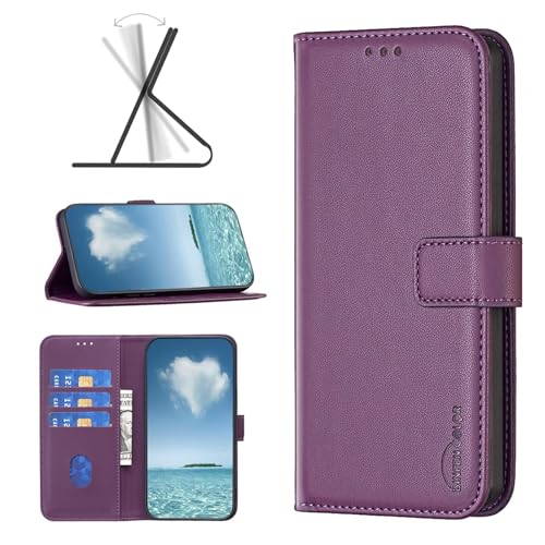 Coque Oppo Reno12 Pro 5G en cuir rouge avec 3 fentes pour cartes