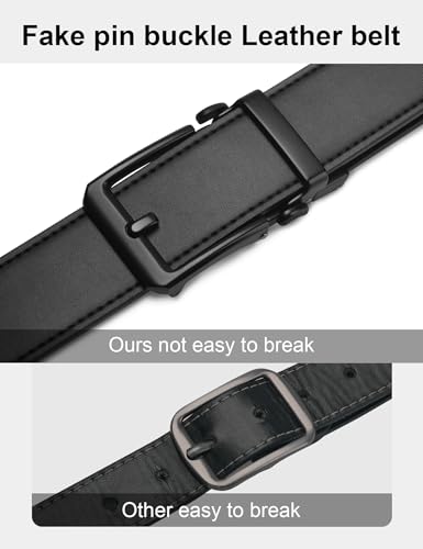 JUKMO 1.5“ (38mm) Leder-Ratschengürtel für Männer in Geschenkbox (Schwarz, Groß)