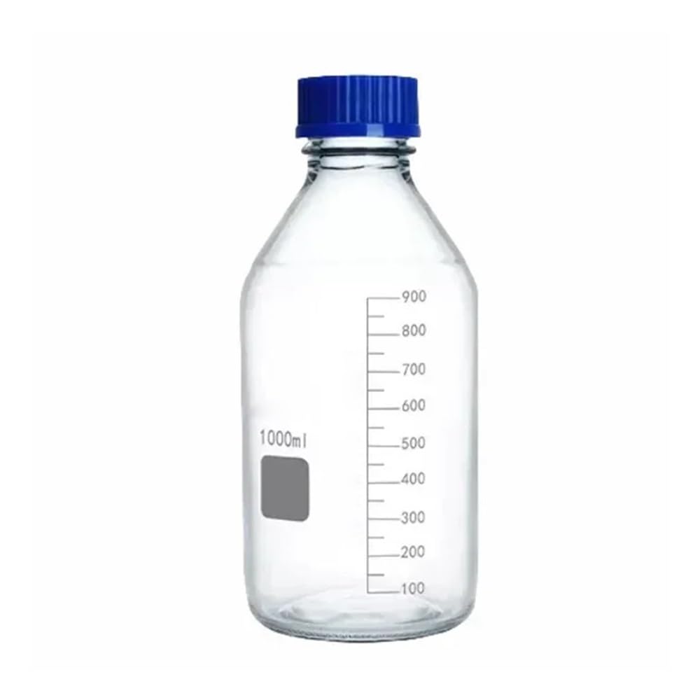 Laborgeräte und -ausrüstung Reagenzflasche 1000 ml, klare Probenflasche, 1 l, Labor, blaue Schraube, GL45-Mund