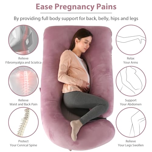 Image of Victostar Pregnancy Pillow,57 inches U Shaped Maternity Pillow with Removable Cover Full Body Pillow Support for Back, HIPS, Legs, Belly (Cameo)
