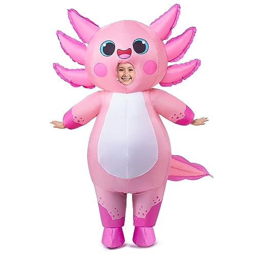 Spooktacular Creations Kids Inflatable Costume, Full Body Pink Axolotl Air