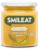 Smileat - Tarrito Ecológico de Verduras, Ingredientes Naturales, para Bebés desde 6 Meses, Sano y Saludable, sin Gluten, Sabor Verdura con Quinoa - Tarro de 230 g