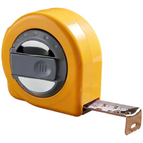 Hosrivae Mètre ruban en acier de 15 m, règle rétractable à double échelle à manivelle avec étui en ABS, crochet de pointe, travail du bois, arpentage de la construction