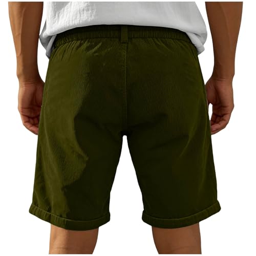 Image of Cambkatl Straight Leg Corduroy Shorts for Men Summer Versatile Outdoor Casual Stretch Lounge Shorts with Pockets