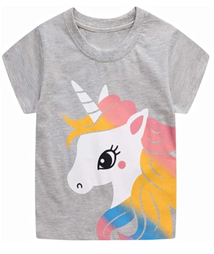 Image of Girls Graphic T Shirts 3 Pack 100% Cotton Short Sleeve Tees for Toddler Little Big Girls Cute Printed Casual Summer Tops