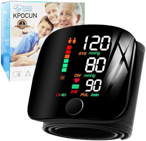 Blood Pressure Monitor Automatic Wrist Machine Large Backlit Display Adjustable Cuff Blood Pressure Detector Voice Broadcast with Carrying Case