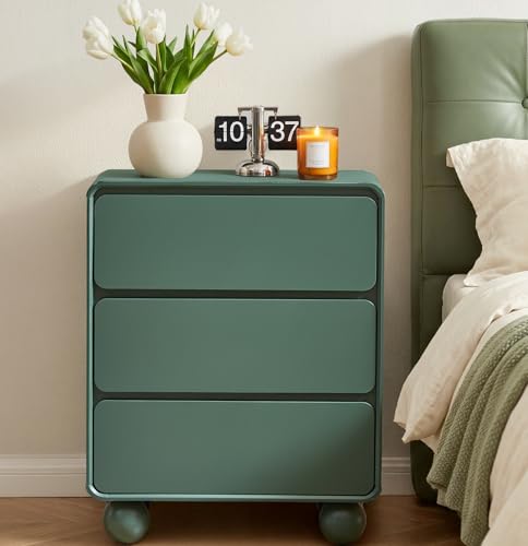 AVZEAR Modern3 Drawer Dresser for Bedroom, Curved Wooden Dresser Chest
