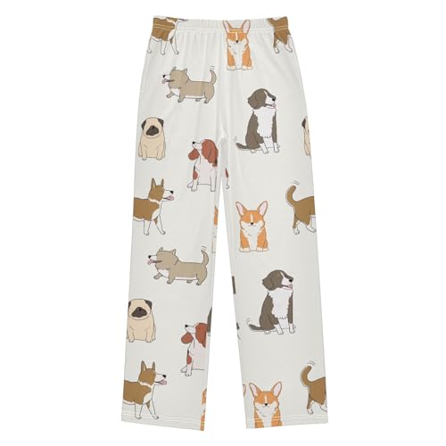 Boys' Pants Cute Cartoon Dog Long Bottoms Jogger Pants Elastic Waist Trousers with Pockets S-XL