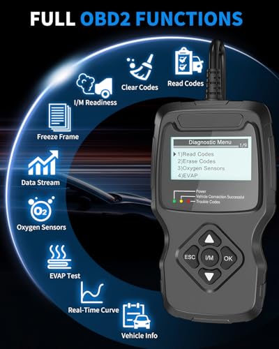 Car OBD2 Scanner, OBD2 Scanner Diagnostic Code Reader Tool with I/M Readiness, Data Stream, Battery Tester, Check Engine - Additional View