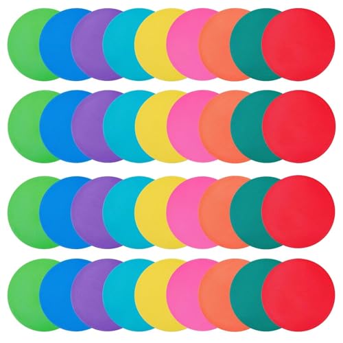Vasolpryb Spot Markers 9 Inch 36 Pcs Non Slip Rubber Floor Markers Flat Field Cones Poly Dots for Classroom Dance Sports Soccer Basketball Speed Agility Training (9 Colors)