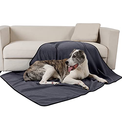 PETTOM wasserdichte Hundedecke 152x127cm, Weiche Hundedecke für große und kleine Hunde, Schutzdecke für Sofa, Bett Autositz, Möbel - 30°C waschbar (L, Grau)