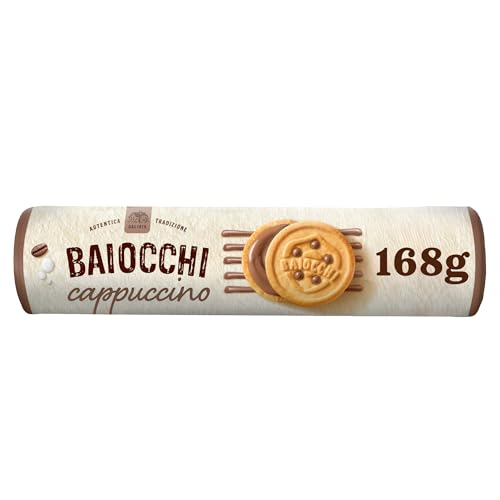 Baiocchi Cappuccino 168g | köstliche Kekse gefüllt mit einer Creme mit Cappuccino Geschmack, für die Pause zwischendurch